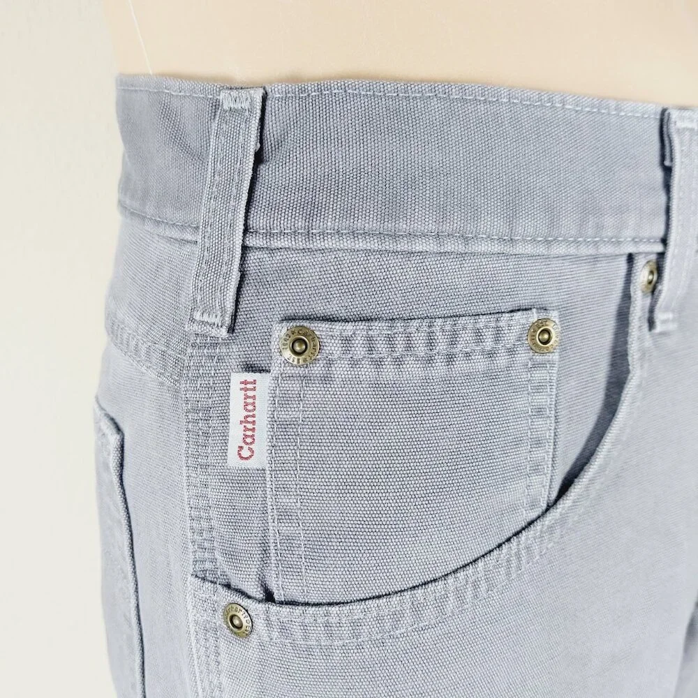 Carhartt Men's Charcoal Grey Loose Fit Canvas Carpenter Work Pants Size 32x30